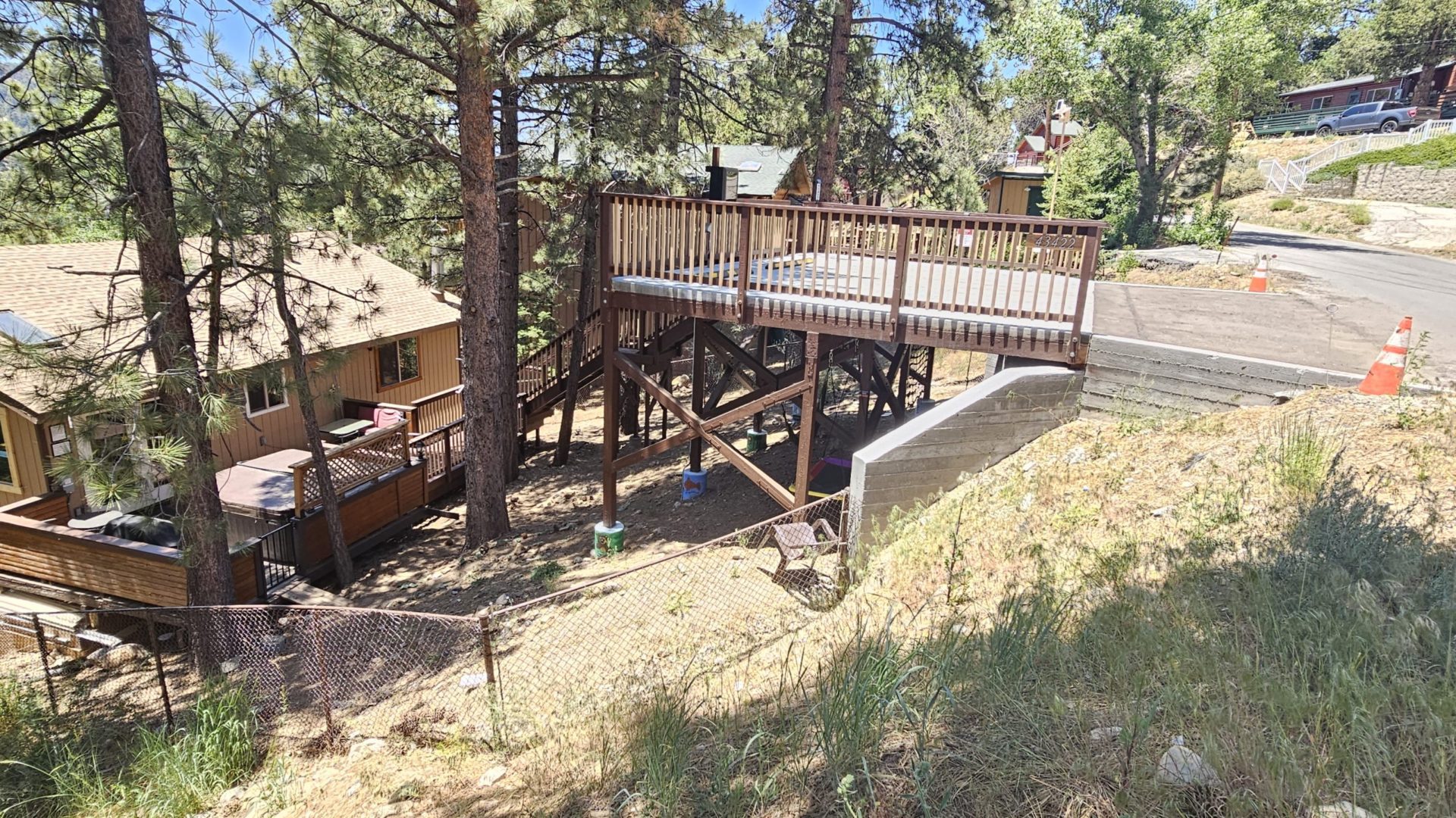 New parking pad on steep slope
