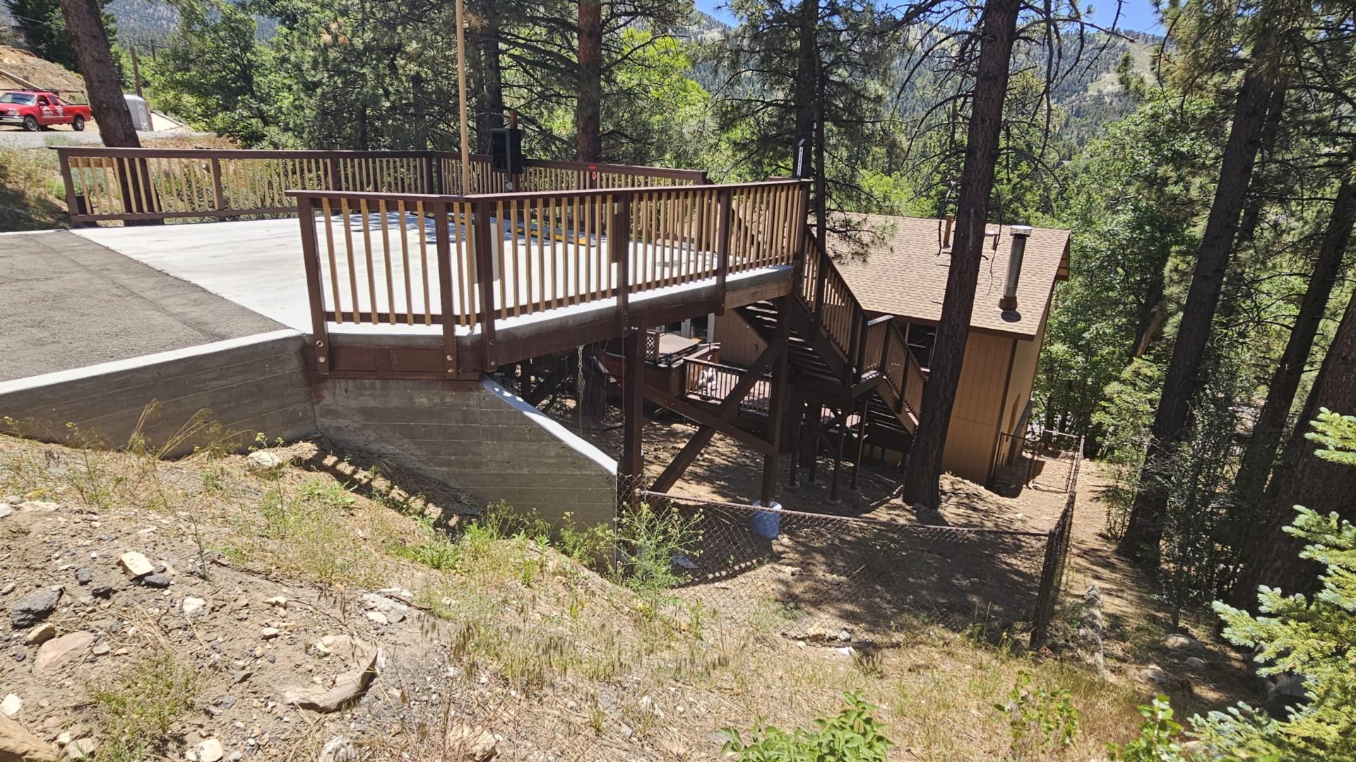 New parking pad on steep slope